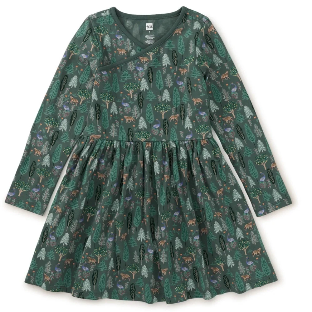Tea Collection Long Sleeve Wrap Neck Dress
